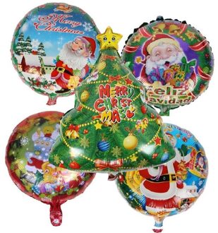 5 stks/set Kerstboom Folie Ballonnen Vrolijk Kerstfeest Decoratie Ornamenten Helium Ballon Cartoon Opblaasbare Bal Feestartikelen 5stk-3