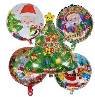 5 stks/set Kerstboom Folie Ballonnen Vrolijk Kerstfeest Decoratie Ornamenten Helium Ballon Cartoon Opblaasbare Bal Feestartikelen 5stk-5