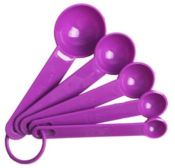 5 Stks/set Keuken Maatlepel Theelepel Siliconen Meten Pollepel Met Schaal Keuken Koken Bakken Tool Keuken Accessoires Paars