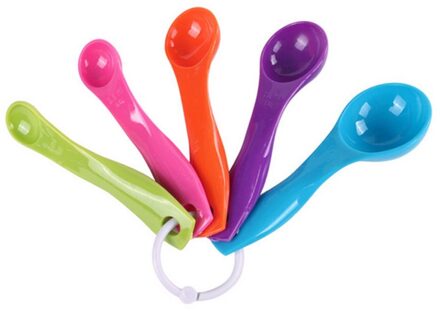 5 Stks/set Kleurrijke Plastic Keuken Meten Cups Ergonomisch Handvat Suiker Taart Bakken Lepel Huishouden Meten Scoop