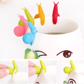 5 Stks/set Leuke Slak Theezakje Clip Siliconen Cup Mok Thee Infusers Thee Tas Houder Snoep Kleuren Set Voor thuis Party Decor
