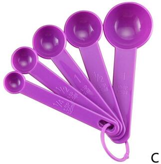 5 Stks/set Maatlepel Voor Bakken Wit Plastic Tool Eetlepel Gebruiksvoorwerp Theelepel Meten Keuken I6H2 paars