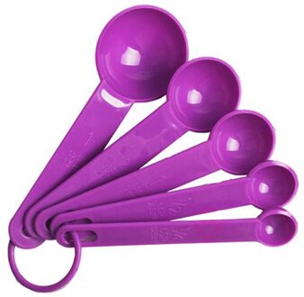 5 Stks/set Multifunctionele Maatbekers Suiker Koffie Thee Cake Maatlepel Scoop Draagbare Keuken Meten Cups Gereedschap paars