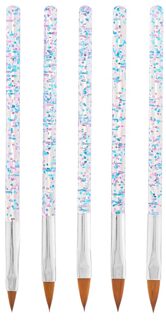 5 Stks/set Nail Art Brush Gereedschap Set Gradient Crystal Handvat Acryl Uv Gel Carving Glitter Pen Vrouwen Beauty Diy Nail art Gereedschap