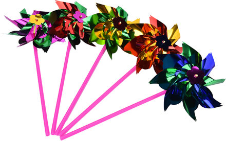 5 Stks/set Plastic Dunne Windmolen Speelgoed Spinner Pinwheel Whirl Zelf-assemblage Bloem Windmolen Speelgoed Yard Decor Outdoor Speelgoed Kleur willekeurige