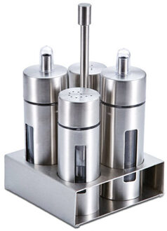 5 Stks/set Roestvrij Staal Kruidenrek Cruet Kruiderij Kruidkruiken Set Zout En Peper Kruiden Koken Multi-purpose Keuken tool