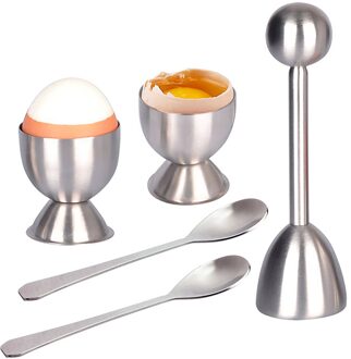 5 Stks/set Rvs Eierkoker Biscuit Opener Ei Scoop Houder 2 Kopjes 2 Scoops Van Ei Shell Chopper Keuken gadgets Keuken