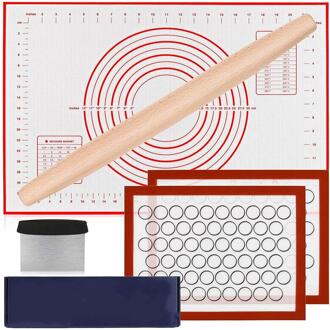 5 Stks/set Siliconen Bakken Tool Set Bakken Mat Deegrol Rolling Pad Hittebestendig Bakken Mat