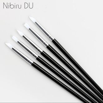 5 Stks/set Soft Translucent Siliconen Hoofd Sculptuur Pen Borstel Carving Emboss Ambachtelijke Pen Borstel Set Manicure Nail Art Gereedschap