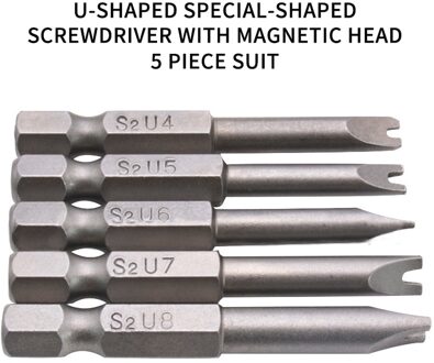 5 Stks/set U-vormige Schroevendraaier Beveiliging Bit Set Sabotage Proof Boor Schroevendraaier Bits Hex Shank Magnetic 50Mm driver Bits Hand