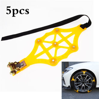 5 Stks/set Universele Auto Wiel Anti-Slip Ketting Winter Outdoor Sneeuw Road Anti-Slip Slijtvaste Veiligheid tpu Staal Band Band Keten geel