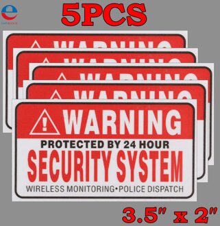 5 Stks/set Waarschuwing Beschermd Door 24 Uur Beveiligingssysteem Stickers Saftey Alarm Borden Decal Waarschuwing Mark Business 9*5cm Auto Styling