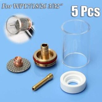 5 stks TIG Lastoorts Glazen Beker Champagne Nozzle Kit voor WP17/18/26 3/32 "2.4mm Collet Lens Isolator Set