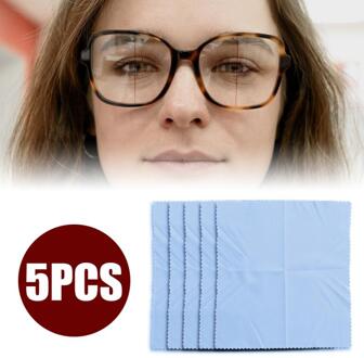 5 Stks/zak Herbruikbare Anti-Fog Glazen Doek Defogge Microfiber Stof Glazen Reiniger Voor Brillen Lenzen Camera Telefoon Scherm blauw