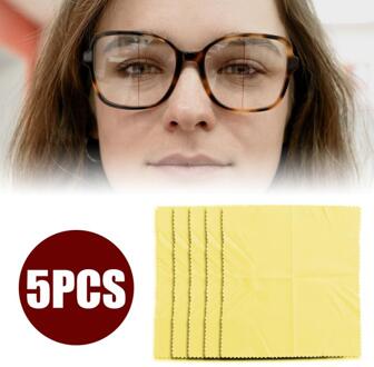 5 Stks/zak Herbruikbare Anti-Fog Glazen Doek Defogge Microfiber Stof Glazen Reiniger Voor Brillen Lenzen Camera Telefoon Scherm geel
