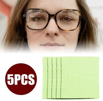 5 Stks/zak Herbruikbare Anti-Fog Glazen Doek Defogge Microfiber Stof Glazen Reiniger Voor Brillen Lenzen Camera Telefoon Scherm groen