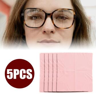 5 Stks/zak Herbruikbare Anti-Fog Glazen Doek Defogge Microfiber Stof Glazen Reiniger Voor Brillen Lenzen Camera Telefoon Scherm roze