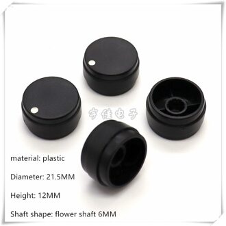 5 Stuk 21.5 × 12Mm Zwart Plastic Knop Cap Potentiometer Volumeregeling Schakelaar Knop Is Geschikt Voor Bloem As 6Mm
