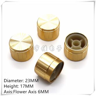 5 Stuks 23 × 17Mm Gold Aluminium Knop Cap Is Geschikt Voor Bloemen As 6Mm Potentiometer Knop cap