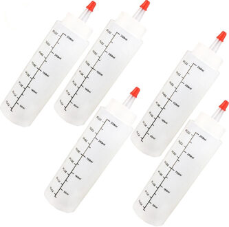 5 Stuks 250 Ml Plastic Naald Neus Fles Met Schaal Squeeze Fles Met Lekvrije Cap Saus Salade samendrukbare Fles