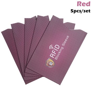 5 Stuks Anti Diefstal Rfid Credit Kaarthouder Multicolor Bankkaart Protector Blokkeren Kaarthouder Sleeve Skin Case Covers rood