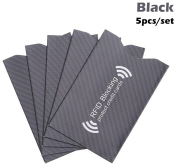 5 Stuks Anti Diefstal Rfid Credit Kaarthouder Multicolor Bankkaart Protector Blokkeren Kaarthouder Sleeve Skin Case Covers zwart