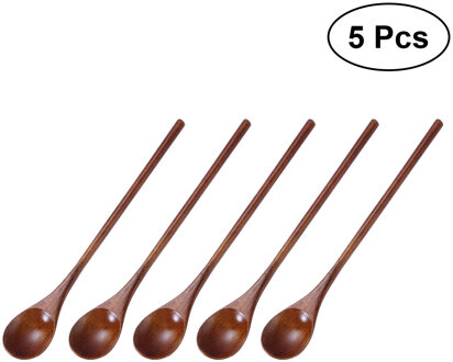 5 Stuks Eco Natuurlijke Houten Lepel Set Voor Eten Mengen Roeren Koken Koffie Demitasse Thee Dessert