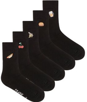 5 stuks Embroidered Bamboo Socks * Actie * Zwart,Versch.kleure/Patroon - Maat 36/40,Maat 41/46