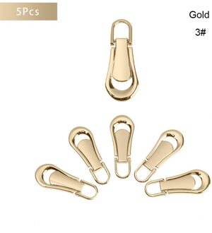 5 Stuks Metalen Rits Hoofd Afneembare Zip Puller Rits Reparatie Kits Handgemaakte Craft Quilten Kleding Tassen Naaibenodigdheden 3 #5 # type 3 goud