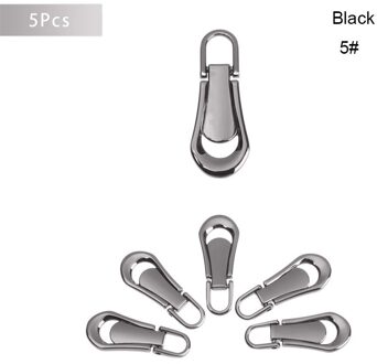 5 Stuks Metalen Rits Hoofd Afneembare Zip Puller Rits Reparatie Kits Handgemaakte Craft Quilten Kleding Tassen Naaibenodigdheden 3 #5 # type 5 zwart