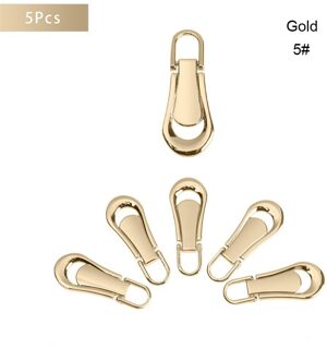 5 Stuks Metalen Rits Hoofd Universele Kit Vervanging Voor Gebroken/Wearable Sliders Instant Reparatie Rits Diy Kleding Zakken Levert 4.3 x1.7cm-goud