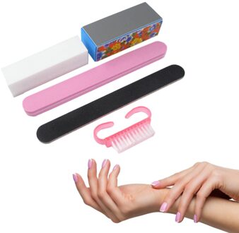 5 Stuks Nagelvijlen Nail Manicure Kit Borstel Duurzaam Buffing Grit Zand Nail Trimmen Accessoires Polish Gereedschappen