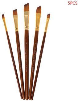 5 Stuks Penselen Ronde/Hazelaar/Angel/Platte Nylon Haar Aquarel Penselen B