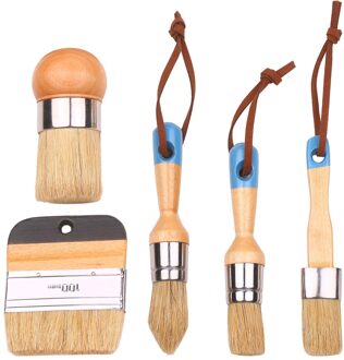 5 Stuks Penselen Set Huishoudelijke Verf Borstels Omvat Ronde/Puntige/Platte Borstel Met Ergonomische Handvat Schilderen En waxen Tool 5stk