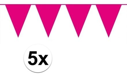 5 stuks roze vlaggetjes slinger van 10 meter