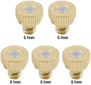 5 Stuks Schroefdraad Messing Verneveling Nozzle 0.1-0.5Mm Orifice Water Mister Onderdelen Fog Nozzle Voor Patio Vernevelaars outdoor Cooling #30 0.1mm