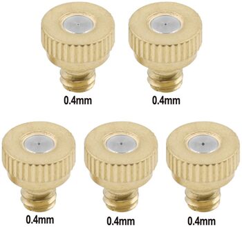 5 Stuks Schroefdraad Messing Verneveling Nozzle 0.1-0.5Mm Orifice Water Mister Onderdelen Fog Nozzle Voor Patio Vernevelaars outdoor Cooling #30 0.4mm