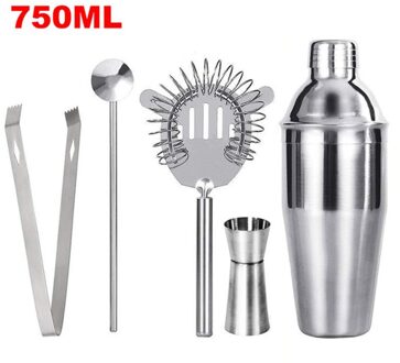 5 Stuks Set 550Ml/750Ml Rvs Cocktail Shaker Mixer Wijn Martini Boston Shaker Voor Barman drinken Party Bar Gereedschap 5 reeks 750ML