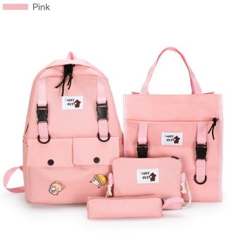 5 Stuks Set Hoge Schooltassen Voor Tienermeisjes Canvas Rugzak Vrouwen Bookbags Tiener Student Schooltas Bolsas Escolar