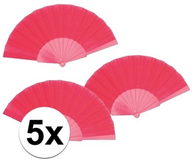 5 stuks Spaanse Handwaaiers fuchsia 23 cm