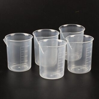 5 Stuks Van 100 Ml Transparante Maatbeker Laboratorium Plastic Maatbekers