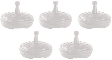 5 Stuks witte ronde parasolvoet van plastic inhoud 13 liter - doorsnede 45 cm