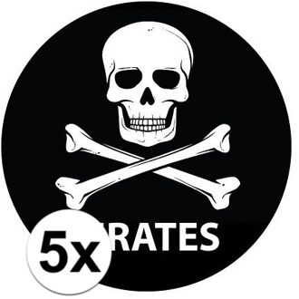 5 stuks zwarte piraten stickers 14,8 cm Multi