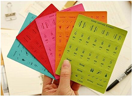 5 vellen Zelfklevend Mini DIY Lederen Maandelijkse Kalender Index Tabs voor Afspraak Boek Evenementen Dagboek Scrapbook Planner