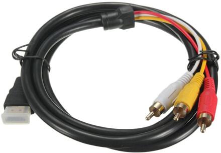 5 Voeten 1080P Hdtv Hdmi-Compatibel Male Naar 3 Rca Audio Video Av Kabel Snoer Adapter Converter Connector component Kabel Lead