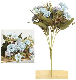 5 Vork 11 Hoofd Kunstbloemen Zijde Anjers Boeketten Kerst Home Decor Nep Bloemen Voor Moederdag Teachers 'Day blauw