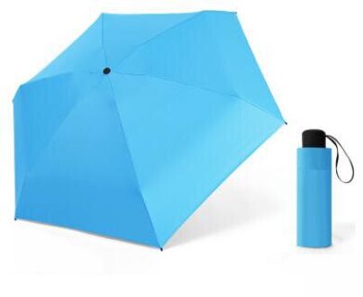 5-vouwen 6 Ribben Mini Draagbare Zon & Regen Lichtgewicht Paraplu Pocket Compact Parasol Outdoor Reizen Paraplu voor Kids volwassenen Blauw