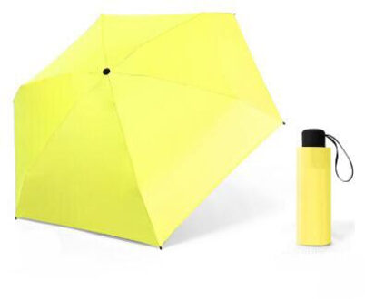 5-vouwen 6 Ribben Mini Draagbare Zon & Regen Lichtgewicht Paraplu Pocket Compact Parasol Outdoor Reizen Paraplu voor Kids volwassenen Geel