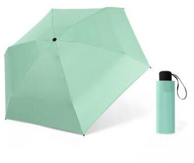 5-vouwen 6 Ribben Mini Draagbare Zon & Regen Lichtgewicht Paraplu Pocket Compact Parasol Outdoor Reizen Paraplu voor Kids volwassenen licht groen