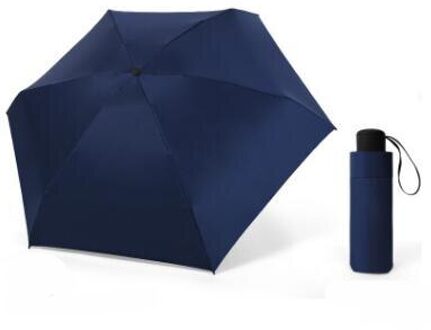 5-vouwen 6 Ribben Mini Draagbare Zon & Regen Lichtgewicht Paraplu Pocket Compact Parasol Outdoor Reizen Paraplu voor Kids volwassenen marinier blauw